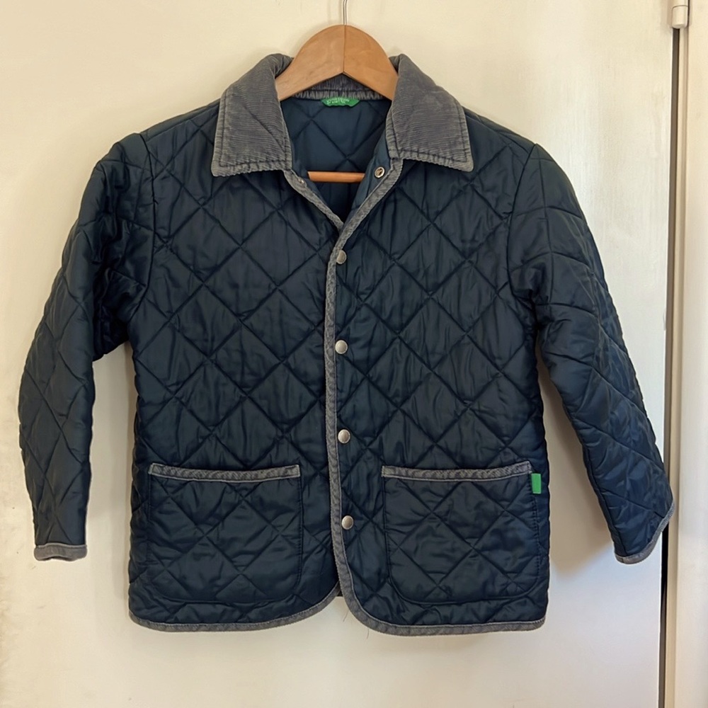 Girls United Colors of Benetton vintage quilted navy blue jacket